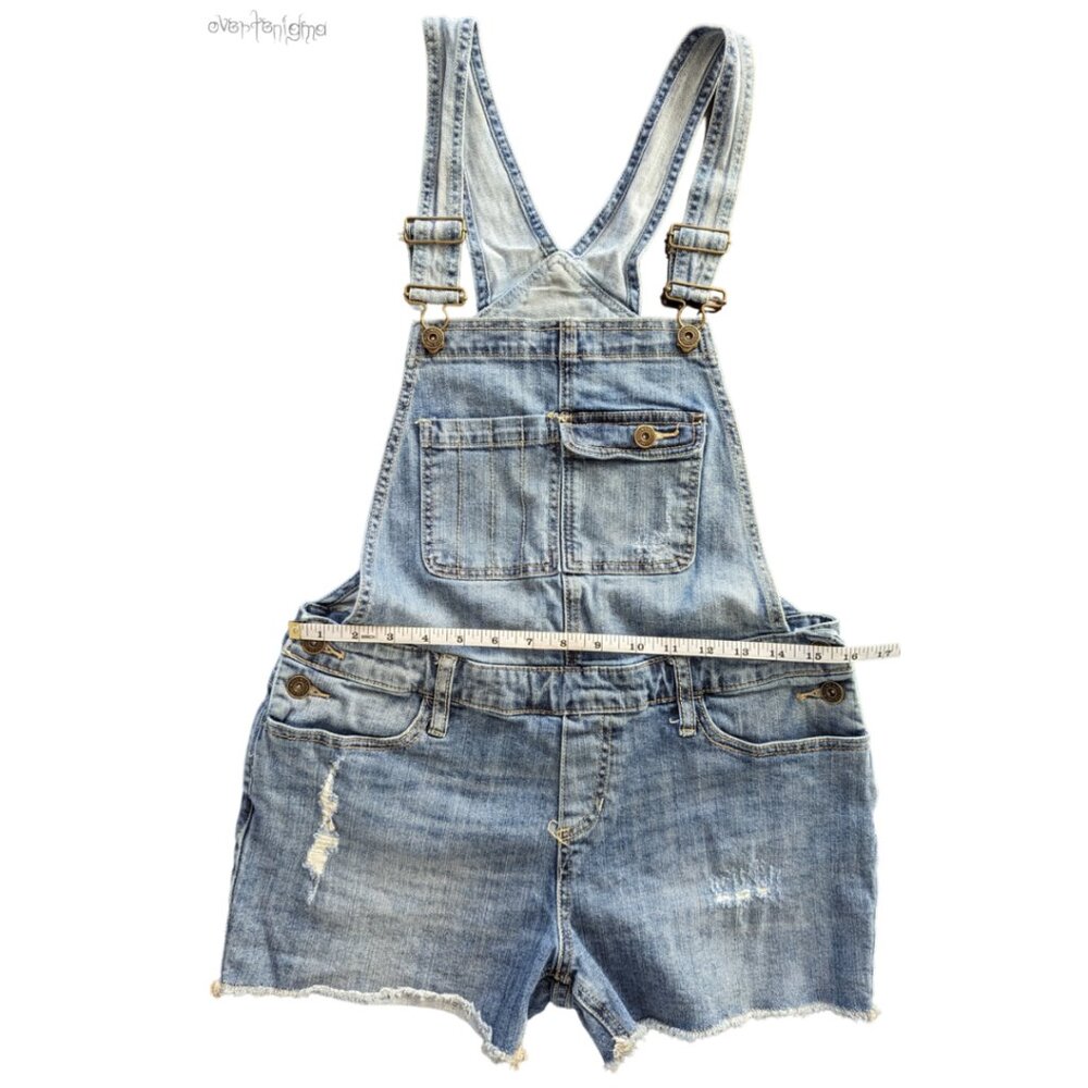 MOSSIMO distressed denim shorts overalls - Picture 7 of 7